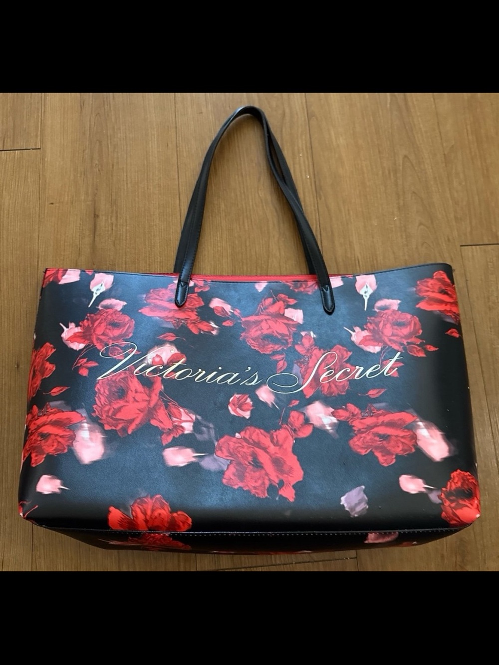 Victoria's Secret Limited Edition 2019 Large Red Floral Rose Tote Bag